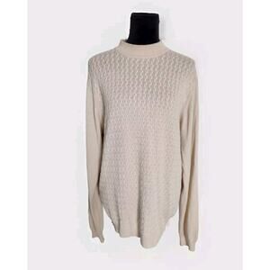 Ponte Vecchio Cashmere Silk Blend Long Sleeve Mock Neck Cable Knit Sweater  L